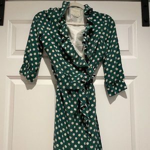 Kate Spade Green and White Polka dot dress size 2